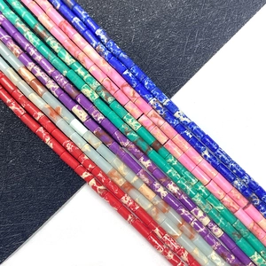 Natürliche 2x4mm Röhrensteinperlen in verschiedenen Farben mit Marmortextur für Schmuck