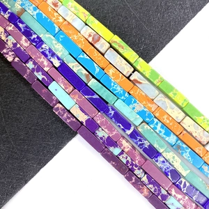 Colorful 4x13mm rectangle imperial stone beads with natural texture for DIY jewelry making