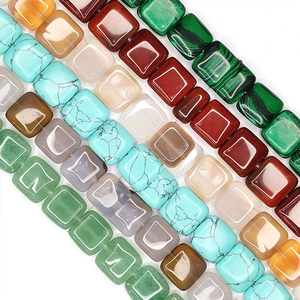 Natural Stone Square Beads For DIY Jewelry Making Polished Semi Precious Stone Square Flat Beads For Necklace Bracelet Making Jewelry Accessories