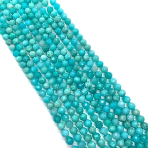 Faceted natural Amazonite round stone beads for DIY jewelry making and necklaces