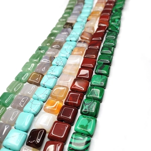 Square green aventurine and mixed natural stone beads for DIY jewelry making
