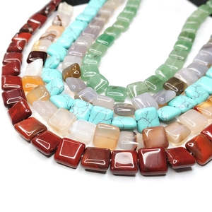 Square green aventurine and natural stone beads for DIY jewelry making and crafts
