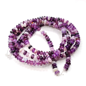 Purple striped agate rondelle beads 4x6mm for DIY jewelry making and necklace