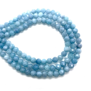 Cuentas de piedra natural aguamarina facetada de 6mm para joyería DIY y pulseras