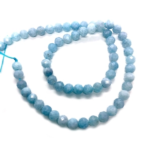 Cuentas facetadas de aguamarina natural azul de 6mm para pulseras y collares de DIY