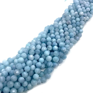 Cuentas facetadas de aguamarina natural de 6mm para la creación de joyas y pulseras