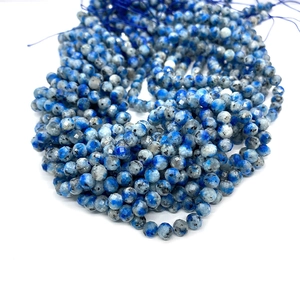 Cuentas facetadas de 6mm de piedra natural K2 azul y gris para joyería DIY