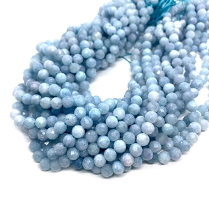 Cuentas de aguamarina natural facetada de 6mm para creación de joyas y pulseras DIY