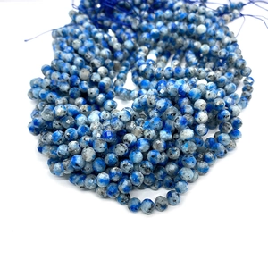 Faceted natural blue K2 stone round loose beads 6mm for DIY jewelry making and crafts