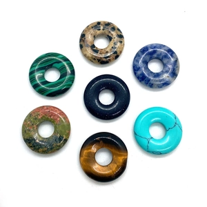 Polished 18x4mm natural stone donut beads in malachite, lapis lazuli and tiger eye