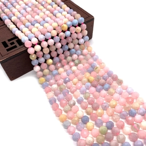 Faceted 6mm morganite stone beads in macaron colors for DIY jewelry and bracelet making