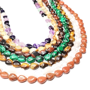 Cuentas de piedra natural pulida en forma de gota en varios colores para joyería DIY