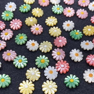 Colorful natural shell daisy beads in mixed pastel colors for DIY jewelry making