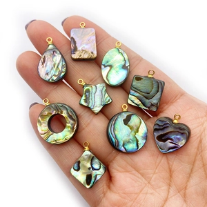Natural abalone shell star and heart pendants set for DIY necklaces and jewelry making