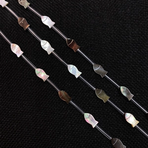 Natural shell beads in fish shape with iridescent glow for DIY jewelry making