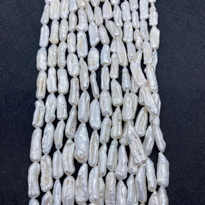 Fil de Süßwasserperles en Vrac de Culture d'Eau Douce Baroques Biwa Pour Fabrication de Bijoux DIY Mariage Élégantes Süßwasserperles Blanches Irrégulières en Forme de Bâton