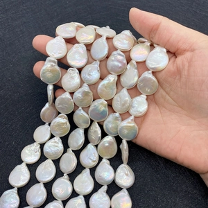Perlas de agua dulce naturales blancas 15-16mm con brillo irisado para joyería DIY