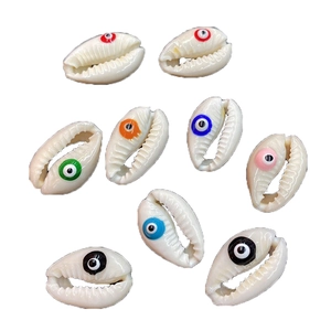 Natural Shell Beads Printed Evil Eye Patterns Cowrie Shell Charms For DIY Jewelry Making Bracelet Necklace Accessories