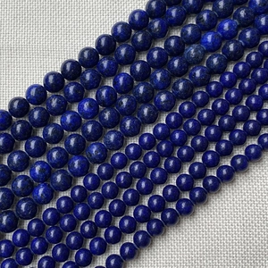 Perles rondes en lapis-lazuli bleu profond avec des taches dorées pour bijoux DIY