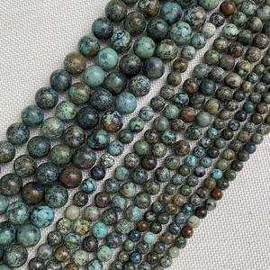 Polished African Turquoise round beads in various sizes for DIY jewelry making