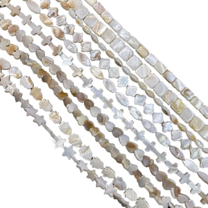 Natural Mother of Artificial Pearl Shell Loose Beads Butterfly Star Heart Cross Shape Polished Beads For DIY Necklace Jewelry Making Accessories