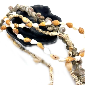 Natürliche Muschelperlen mit weißen Spiralen und orangefarbenen Streifen für DIY-Ketten
