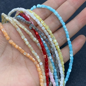 Handcrafted 3.5mm colorful cube sea shell beads strand for DIY necklace and bracelet