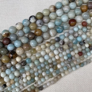 Perle tonde in amazzonite naturale lucidata per gioielli DIY in varie misure