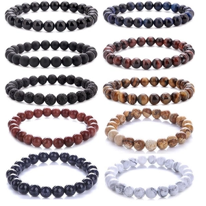 Natural Agate Stone Bead Bracelet Unisex Lava Rock Essential Oil Diffuser Handmade Stretch Elastic String Jewelry Gift