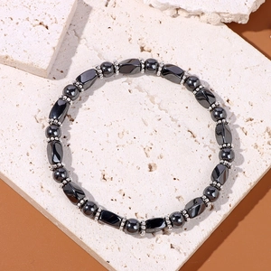 Natural tiger eye and hematite bead bracelet with metallic luster for energy and style