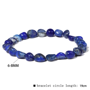 Detail of 6-8mm irregular natural lapis lazuli beads on a 19cm elastic stone bracelet