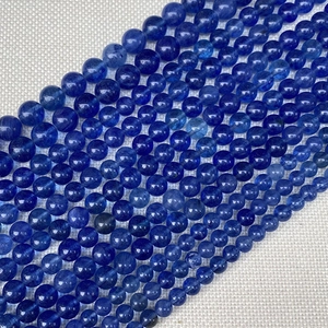 Perles rondes en pierre naturelle bleu foncé polies pour création bijoux DIY