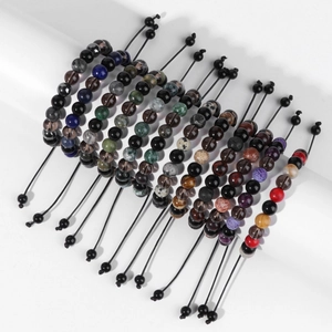 Juego de 10 pulseras de piedras naturales hechas a mano con cordón ajustable