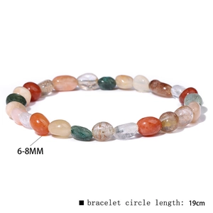 Natural pebble stone bracelet 6-8mm mixed semi-precious gemstones 19cm length