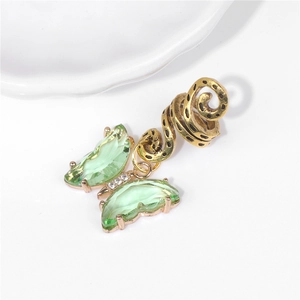 Bijou de cheveux papillon et serpent doré avec pierres vertes et accents de cristal