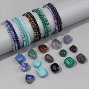 Set di bracciali con perline in pietra naturale da 4mm e pietre energetiche levigate
