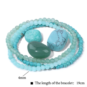 Set bracciale in pietra naturale con perline da 4mm in blu e verde, lunghezza 19cm