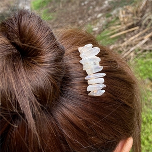 Natural iridescent crystal hair pin accessory for women bohemian style bridal headpiece