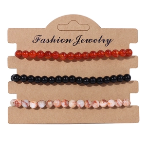 Natural Stone Bead Elastic Rope Bracelet Set Retro Agate Obsidian Turquoise Mixed Beads Stretch Bracelet Jewelry Gift