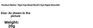Detaillierte Spezifikationen für das Tigerauge Evil Eye Perlenarmband mit 20 Gramm Gewicht