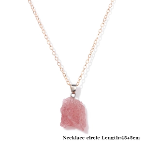 Collana con ciondolo in cristallo grezzo irregolare oro rosa, lunghezza 45+5 cm