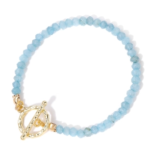 Bracelet de Perles d'Agate Facettées en Pierre Naturelle pour Femme avec Fermoir Cabillote Martelé en Alliage Bijoux Bohème