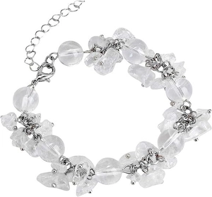 Bracelet en améthyste naturelle et quartz clair avec éclats irréguliers et fermoir homard