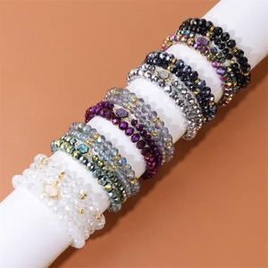 Ensemble de bracelets en perles de cristal avec pendentifs druzy en plusieurs couleurs