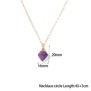 Dettagli del ciondolo in ametista 20mm per 16mm con catena dorata da 45 più 5cm regolabile