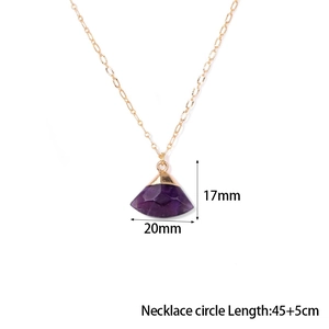 Collana a catena dorata con ciondolo in ametista viola, lunghezza 45+5 cm