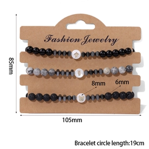 Set di tre braccialetti in perline di pietra da 6mm con ciondoli a forma di tartaruga