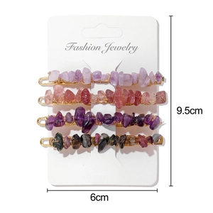Handmade Natural Agate Crushed Stone Hair Clips Set For Women Vintage Alloy Gold Bobby Pins Bride Wedding Hair Accessories