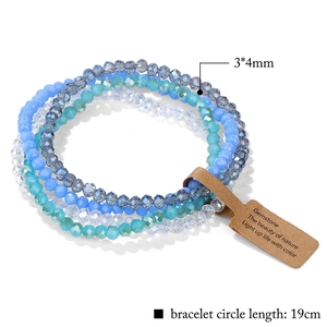 Details von 3x4mm facettierten Glasperlenarmbändern mit 19cm Umfang und Edelsteinanhänger