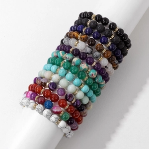Ensemble de bracelets en perles de pierre naturelle 10mm avec oeil de tigre et lave